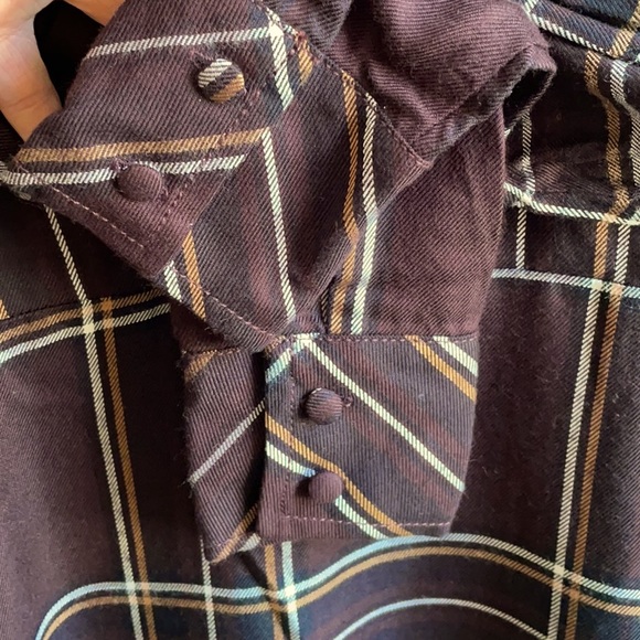 NWT (0) (6) Sanctuary cloth brown plaid faux wrap side tie button long sleeves - Picture 9 of 13